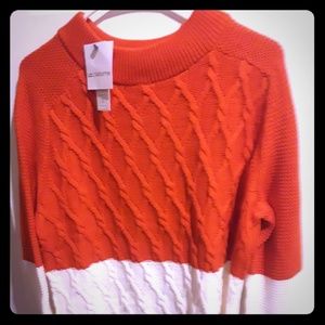 Read and white sweater